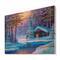 Designart - Old Cabin In Winter Forest I - Traditional Print on Natural Pine Wood